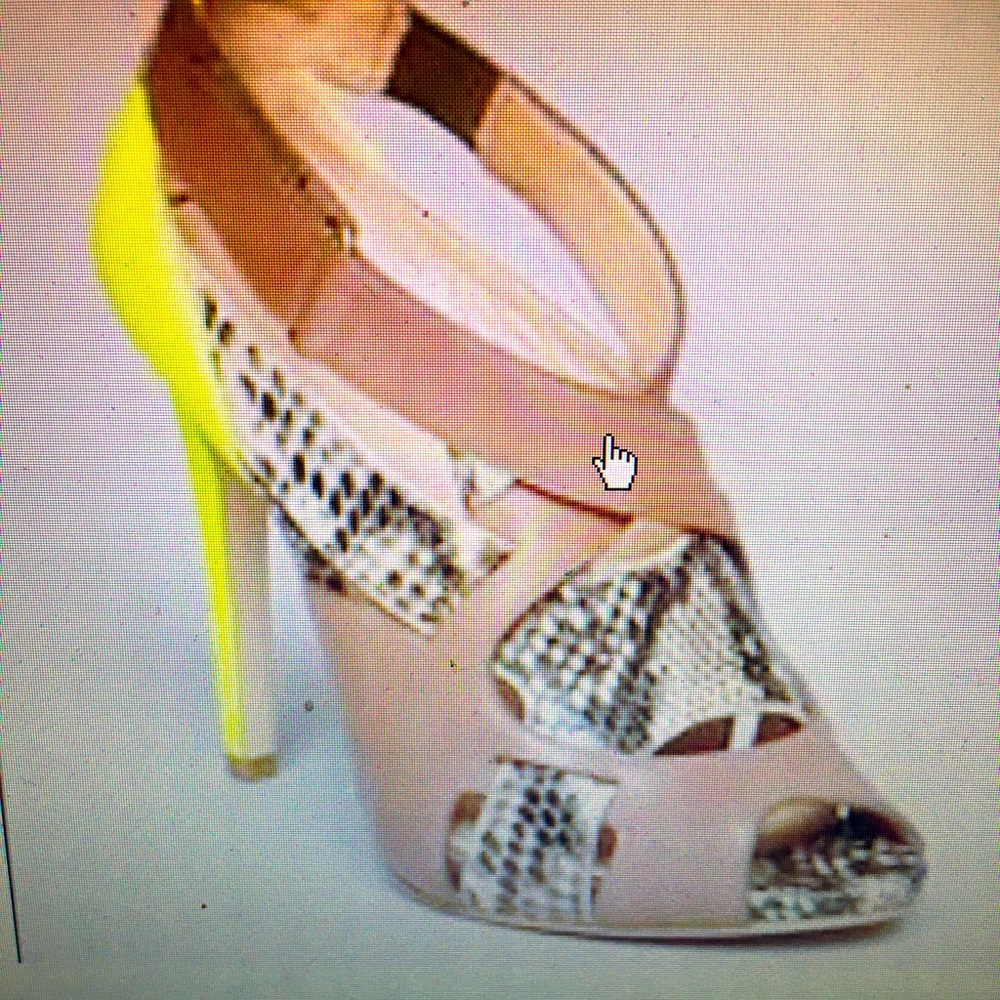 Joan& David 41/2” heels-open toe,neon heel- Sz 8M